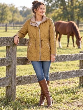 Quilted Drawstring Waist Jacket - Mustard ***flaw***